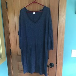 Old navy heathered blue three quarter sleeve cotton flowy comfy dress XL